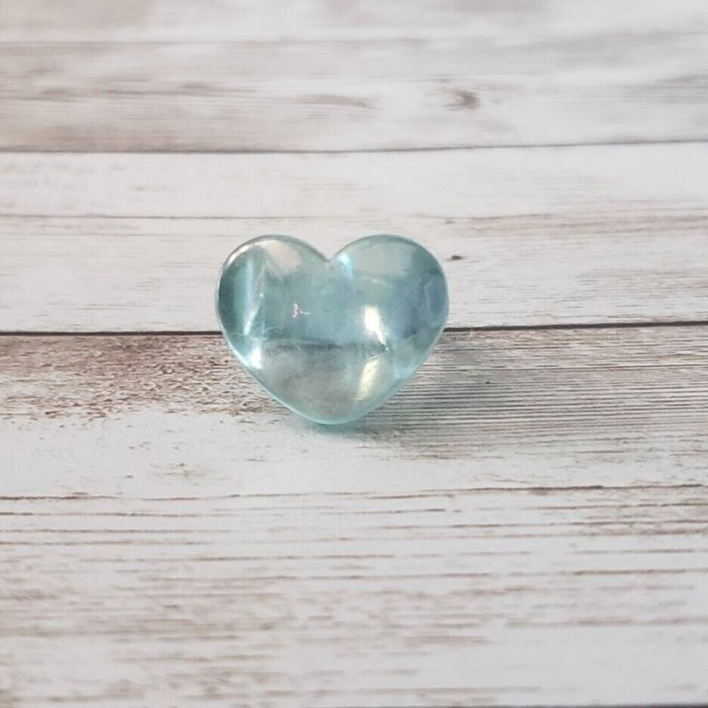 Lightly Iridescent Light Blue Heart Ring - Girls Ring
